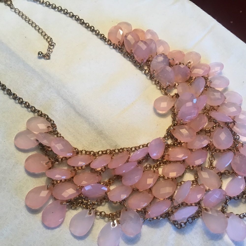 $12 ea or 3/$25. Goldtone Pink Bib Necklace